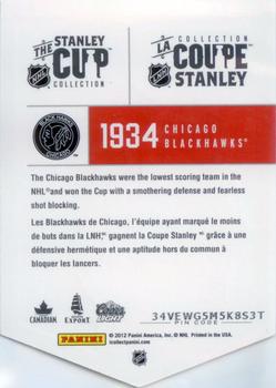 2012 Panini Molson Stanley Cup Collection #NNO 1934 Back