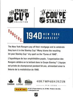 2012 Panini Molson Stanley Cup Collection #NNO 1940 Back