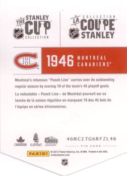 2012 Panini Molson Stanley Cup Collection #NNO 1946 Back