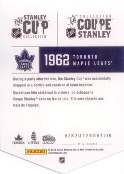 2012 Panini Molson Stanley Cup Collection #NNO 1962 Back
