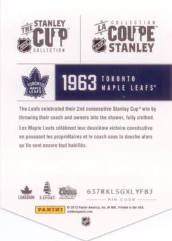 2012 Panini Molson Stanley Cup Collection #NNO 1963 Back