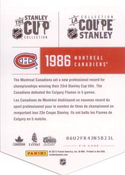 2012 Panini Molson Stanley Cup Collection #NNO 1986 Back