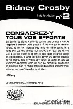 2012 Canada Bread Sidney Crosby #2a Consacrez-y tous vos efforts Back