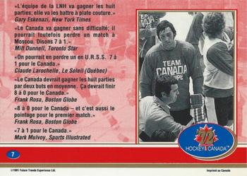 1991-92 Future Trends Canada ’72 French #7 Sans l'ombre d'un doute Back