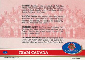 1991-92 Future Trends Canada ’72 French #8 Team Canada Back