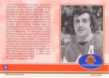 1991-92 Future Trends Canada ’72 French #40 S'adresse aux Canadiens Back
