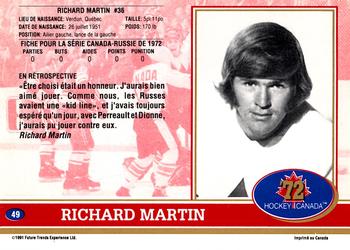 1991-92 Future Trends Canada ’72 French #49 Rick Martin Back