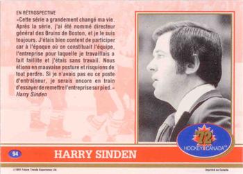 1991-92 Future Trends Canada ’72 French #94 Harry Sinden Back