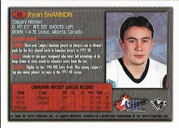 1998 Bowman CHL #63 Ryan Shannon Back