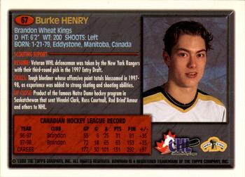 1998 Bowman CHL #67 Burke Henry Back