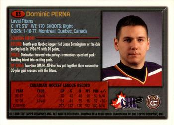 1998 Bowman CHL #83 Dominic Perna Back