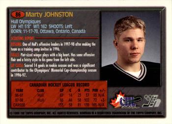 1998 Bowman CHL #86 Marty Johnston Back