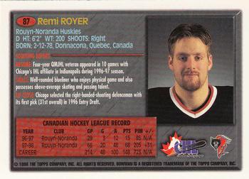1998 Bowman CHL #87 Remi Royer Back