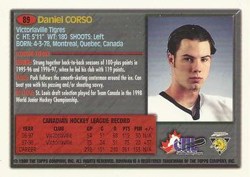 1998 Bowman CHL #89 Daniel Corso Back