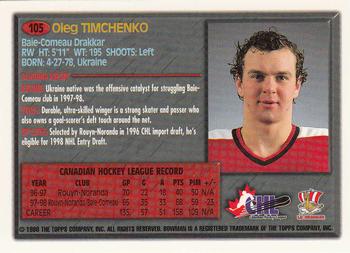 1998 Bowman CHL #105 Oleg Timchenko Back