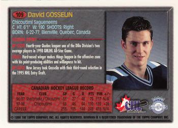 1998 Bowman CHL #109 David Gosselin Back