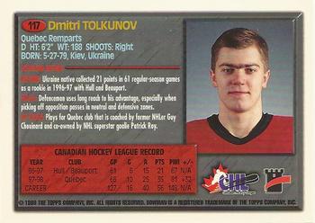 1998 Bowman CHL #117 Dmitri Tolkunov Back
