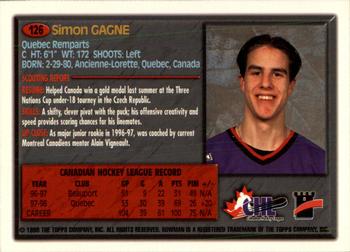 1998 Bowman CHL #126 Simon Gagne Back