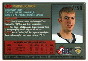 1998 Bowman CHL - Golden Anniversary #81 Mathieu Garon Back