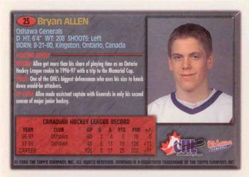 1998 Bowman CHL - OPC International #25 Bryan Allen Back