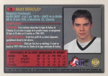 1998 Bowman CHL - OPC International #28 Matt Bradley Back