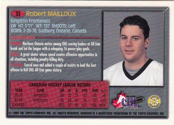 1998 Bowman CHL - OPC International #33 Robert Mailloux Back