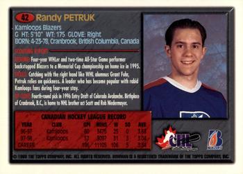1998 Bowman CHL - OPC International #42 Randy Petruk Back