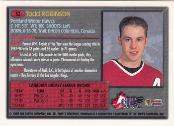 1998 Bowman CHL - OPC International #52 Todd Robinson Back