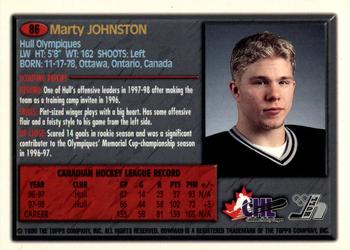 1998 Bowman CHL - OPC International #86 Marty Johnston Back