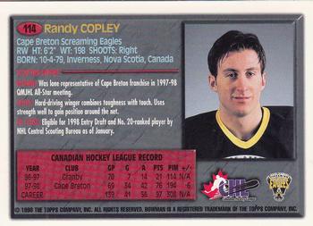 1998 Bowman CHL - OPC International #114 Randy Copley Back