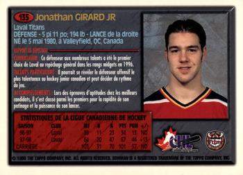 1998 Bowman CHL - OPC International #135 Jonathan Girard Back