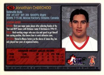 1998 Bowman CHL - OPC International #142 Jonathan Cheechoo Back