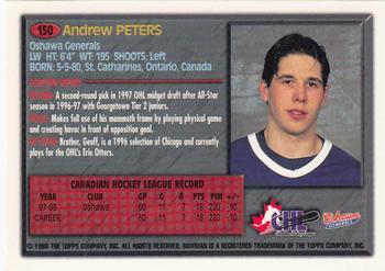 1998 Bowman CHL - OPC International #150 Andrew Peters Back