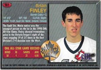 1998 Bowman CHL - OPC International #161 Brian Finley Back