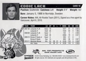 2011-12 Choice AHL Top Prospects #10 Eddie Lack Back
