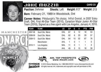 2011-12 Choice AHL Top Prospects #23 Jake Muzzin Back