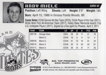 2011-12 Choice AHL Top Prospects #32 Andy Miele Back