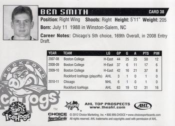 2011-12 Choice AHL Top Prospects #38 Ben Smith Back