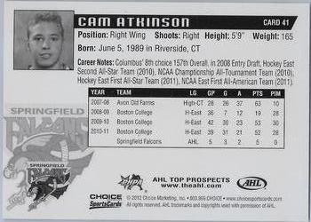 2011-12 Choice AHL Top Prospects #41 Cam Atkinson Back