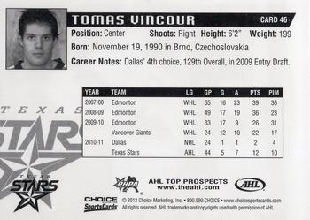 2011-12 Choice AHL Top Prospects #46 Tomas Vincour Back