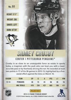 2013-14 Panini Titanium #91 Sidney Crosby Back