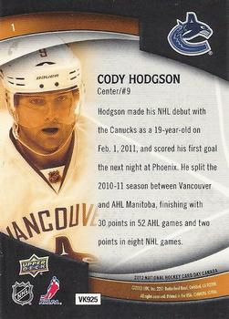 2012 Upper Deck National Hockey Card Day Canada #1 Cody Hodgson Back