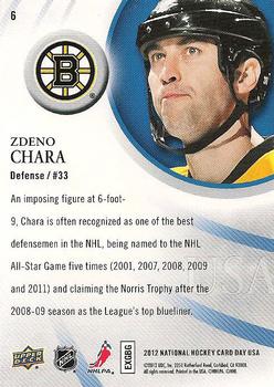 2012 Upper Deck National Hockey Card Day USA #6 Zdeno Chara Back