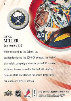 2012 Upper Deck National Hockey Card Day USA #9 Ryan Miller Back