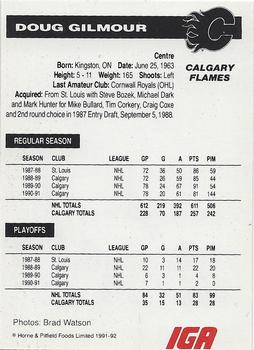 1991-92 IGA Calgary Flames #NNO Doug Gilmour Back