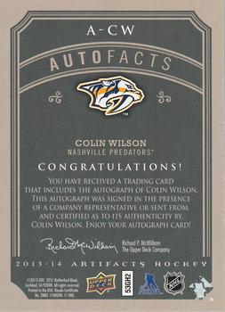 2013-14 Upper Deck Artifacts - Autofacts #A-CW Colin Wilson Back