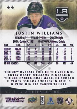 2013-14 Upper Deck Artifacts - Ruby #44 Justin Williams Back