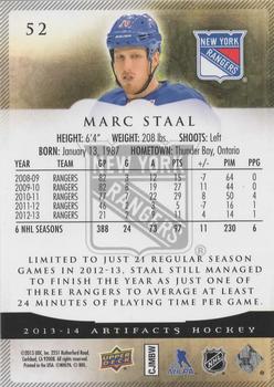 2013-14 Upper Deck Artifacts - Ruby #52 Marc Staal Back