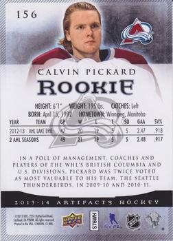 2013-14 Upper Deck Artifacts - Sapphire #156 Calvin Pickard Back