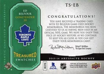 2013-14 Upper Deck Artifacts - Treasured Swatches Jerseys Patches Emerald #TS-EB Ed Belfour Back